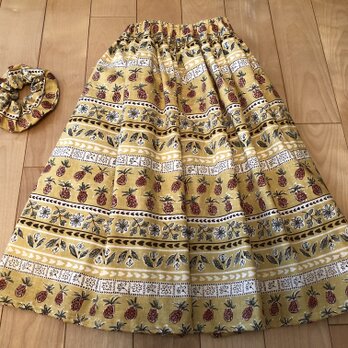 【sale】パイナップル繊維入りギャザースカート（マスタードショート）の画像