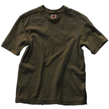 Tシャツ メンズ 半袖 オーガニックコットン 草木染め 吊天竺 楊梅 カーキグリーンの画像