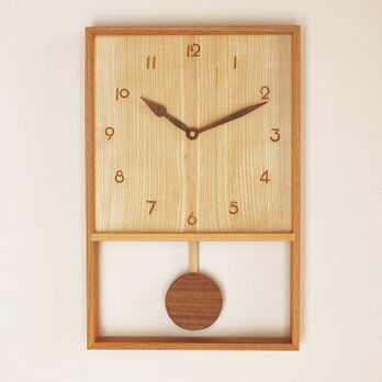 木製 箱型 振り子時計　ケヤキ材5の画像