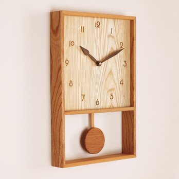 木製 箱型 振り子時計　ケヤキ材6の画像