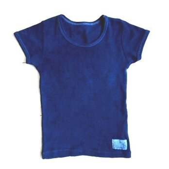 ◆100％自然素材　天然灰汁発酵建て 本藍染◆　オーガニックコットン♡キッズ半袖Tシャツの画像
