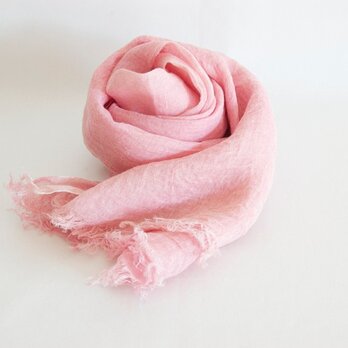 草木染め　柔らかリネンガーゼのストール　<もも色>