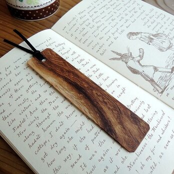 【新作・限定1枚】白茶のツートン♪ネムノキの木製しおりVer4の画像