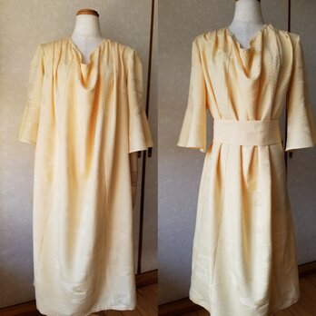 着物リメイク　ドレープワンピース  サッシュベルト付き