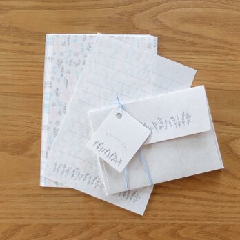 【活版印刷×リソグラフ】ミニレターセット botanical（コーラル×アクア）