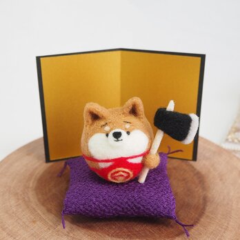 【受注製作】-端午の節句-まゆ柴犬金太郎(赤柴・黒柴・白柴)五月人形お飾りセット　羊毛フェルトの画像