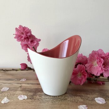 漆器カップ　桜（白×ピンク） 【FLOREPOLIE】 漆塗り モダンデザインの画像