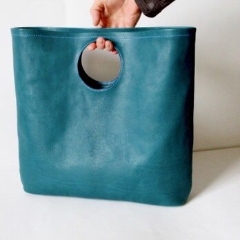 再出品 イタリア革の青い大きめバッグの画像