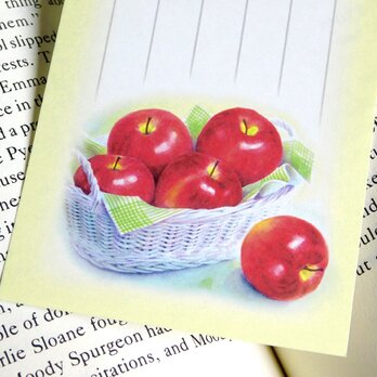 水彩画一筆箋216「籠と林檎」２５枚の画像