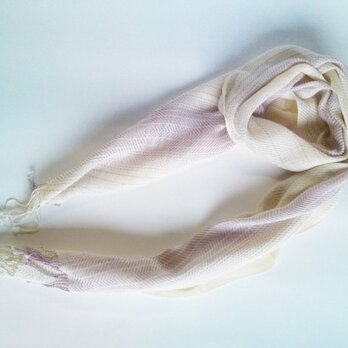 手織 コットンストール 藤色×生成グラデーション 巾30cmの画像