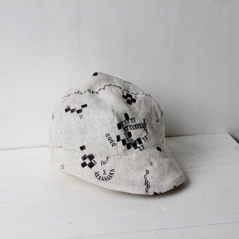 "alphabet-stamped" LOKACAP｜LINEN GRAYBEIGE【M】c/#stich BL