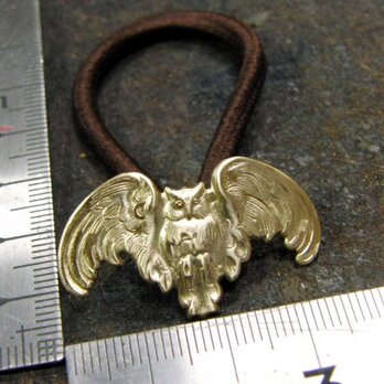 真鍮ブラス製 梟(フクロウ)デザインヘアゴムコンチョ 髪留め・バッグボタン飾り・ペットの首輪飾りにもの画像