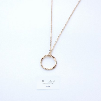 【14kgf】月ネックレス / 槌目 / S（40cm）ゴールド　チェーン　華奢　シンプルの画像