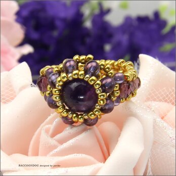 （再販）愛はすべてを癒す【天然石アメジスト ビーズリング】《ビーズアクセサリー》