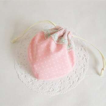 可愛いイチゴのミニ巾着（ピンク）の画像