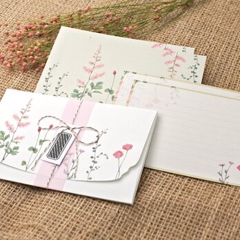 ピンクの花たちのレターセットの画像