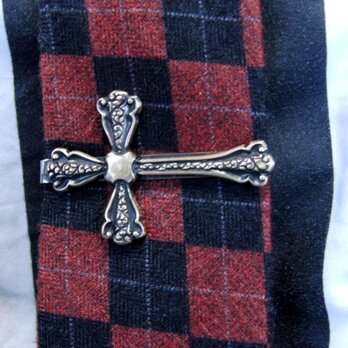 真鍮ブラス製　レトロクロス・十字架型ネクタイピン(タイバー)1個　ネクタイ・ポケットの飾りにの画像