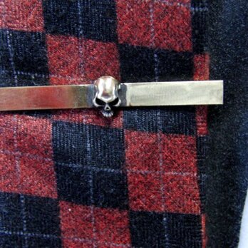 真鍮ブラス製　ミニスカル/ドクロ型ネクタイピン(タイバー)1個　ネクタイ・ポケットの飾りにの画像