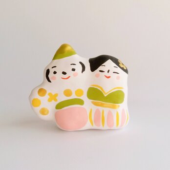 張り子　春のひな人形 小【若草色】（ホ）の画像