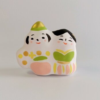 張り子　春のひな人形 小【若草色】（ホ）