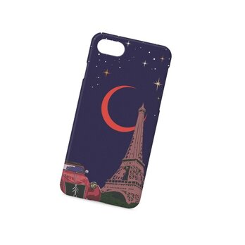 フランスの風景イラスト「月に恋するエッフェル塔」　ハードケース型スマホケース　iPhone&Android対応の画像