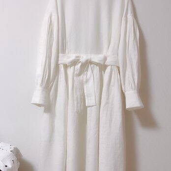 ★国産リネン100% 2way  ベルト付きギャザーワンピース ★
