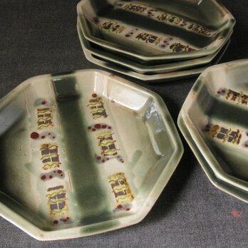 食器（71）織部六角皿　陶芸家オリジナルの画像