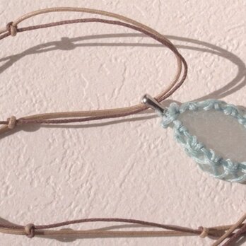 sea glass necklace light blue #1の画像