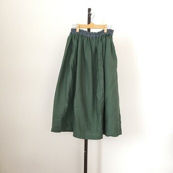 グリーン系リネンのギャザースカートM~Lの画像