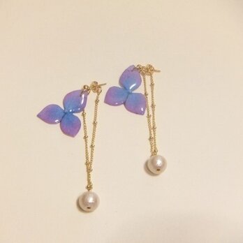 （再）アジサイ×コットンパールピアス