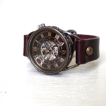 メカニックワールド　SV/ＭＯＶ　Mサイズ　真鍮　ワインブラウン　手作り時計の画像