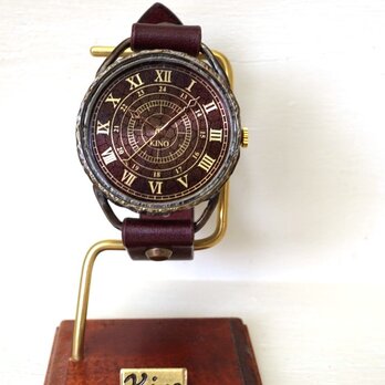 クラック ワールド ローマ 真鍮　 ワインブラウン　Ｌサイズ　手作り時計の画像