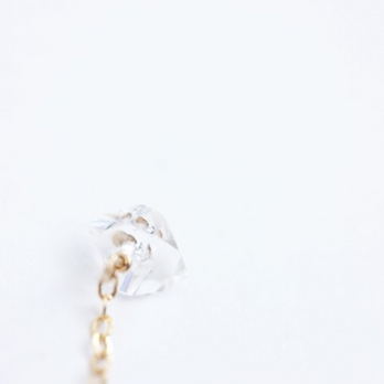 【14kgf／NYハーキマーダイヤモンド】シリウス　一粒　Y字ネックレス（40cm）ゴールド　チェーン　華奢　シンプルの画像