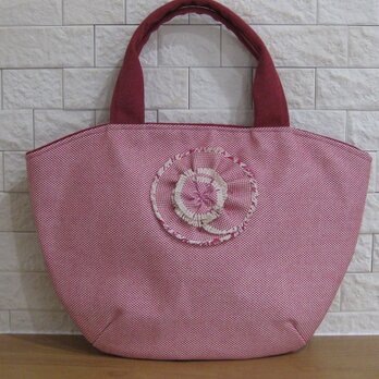 花の丸型バッグ～ピンク～の画像