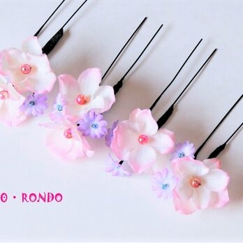 髪飾り4個セット ★ 「花の妖精（ピンク)」の画像