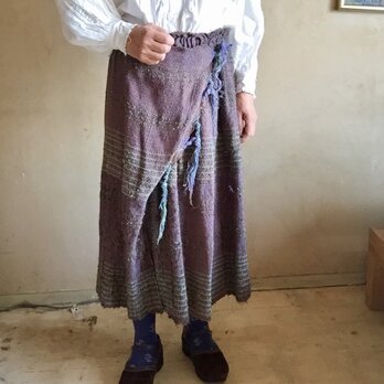 手織り布のラップスカート風スカートの画像