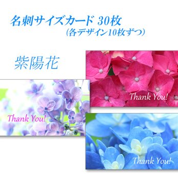 013)紫陽花のアップ　  名刺サイズサンキューカード   30枚の画像