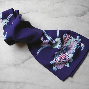 K's 紫のあやめのスカーフ【受注生産】-紅型着物地（古布）からの画像