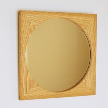 木製 鏡「しかくに◯」栗材4　ミラーの画像
