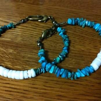 Turquoise & shell bracelet 1本の画像