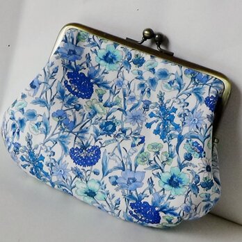 リバティ　レイチェル（ブルー）　がま口ふっくらポーチ