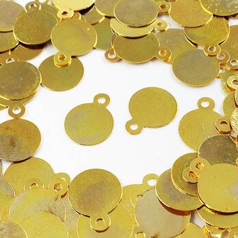 送料無料　メタル パーツ プレート 丸　8mm　ゴールド　200枚　カン付き　ピアス　イヤリング　パーツ　（AP0506）の画像