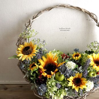 Sunflower Wreath ～ヒマワリのカゴリース～　 42cmの画像