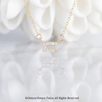 【14KGF】Necklace,Tiny CZ-Rectangle-の画像