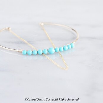 【14KGF】Hammered Open Chain Bangle-Turquoise-の画像