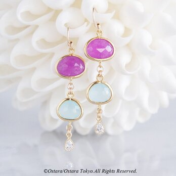 【Procida】14KGF Earrings(Purple Jade x Powder Blue) 　の画像
