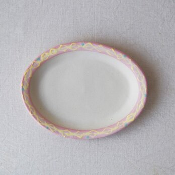 いっちん楕円リム皿-ピンク-の画像