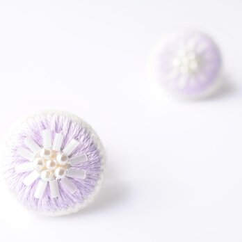 ＜Stella～遊び好きの星～＞刺繍ピアス◎ヴァイオレット/Violet◎すみれ色/パープル◎2way★ロングポスト変更可能の画像