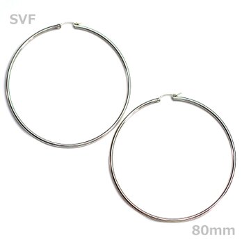 送料無料 Tube Hoop Earrings-Sterling Silver Filled 80mm- シルバー フープピアスの画像