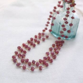Faceted Ruby Long Necklace ｗ/ 14KGF ルビーのロングネックレスの画像